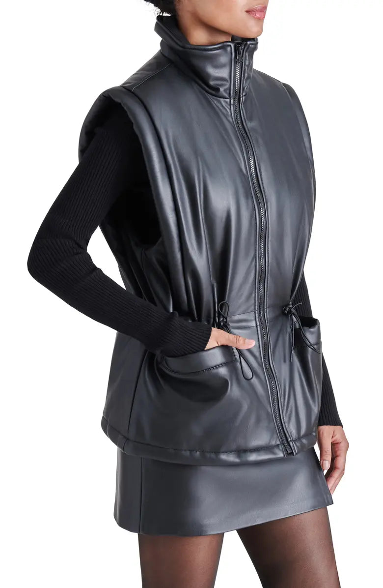 Black Faux Leather Vest