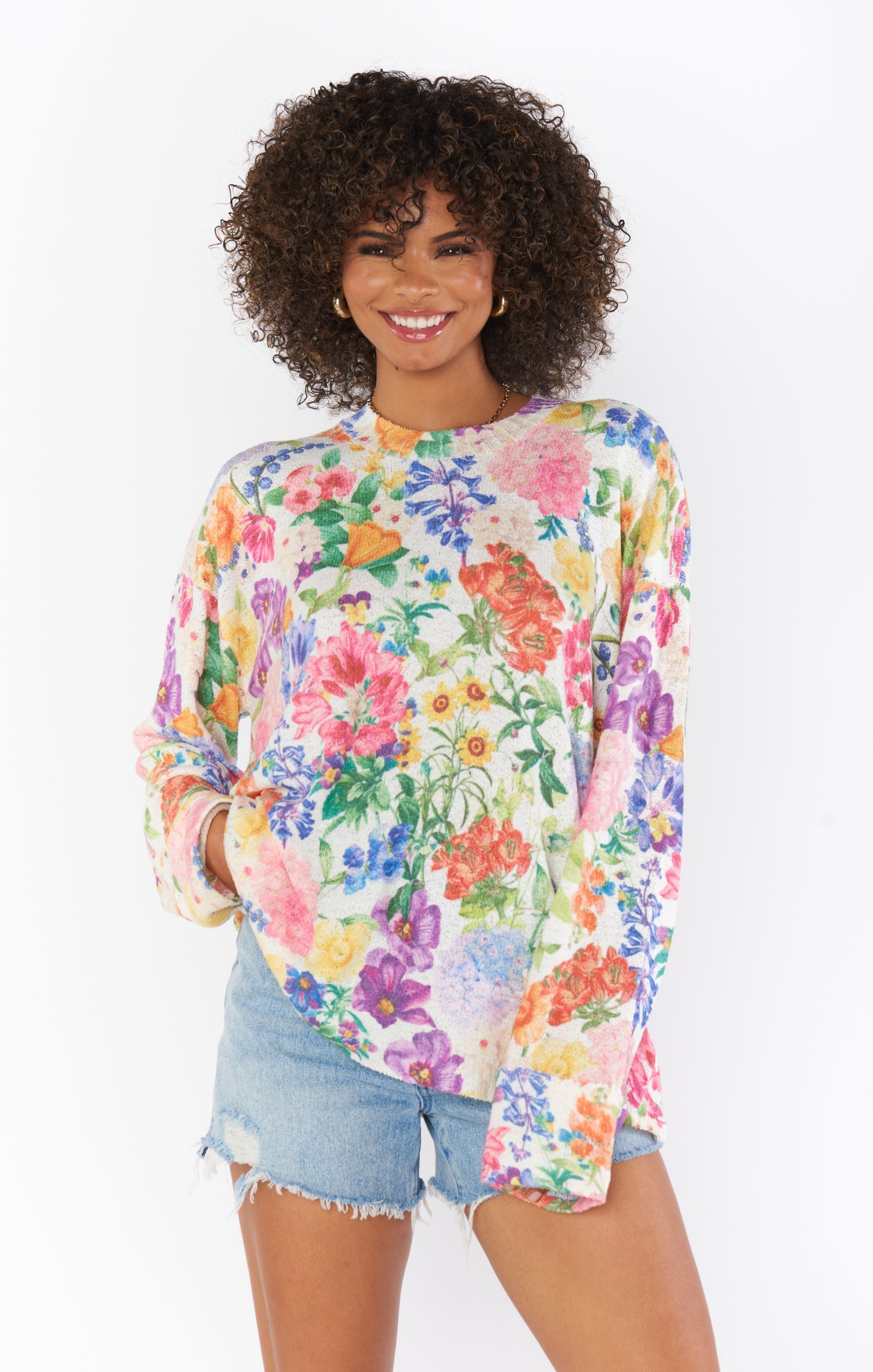 The Spring Floral Cuffed Sweater