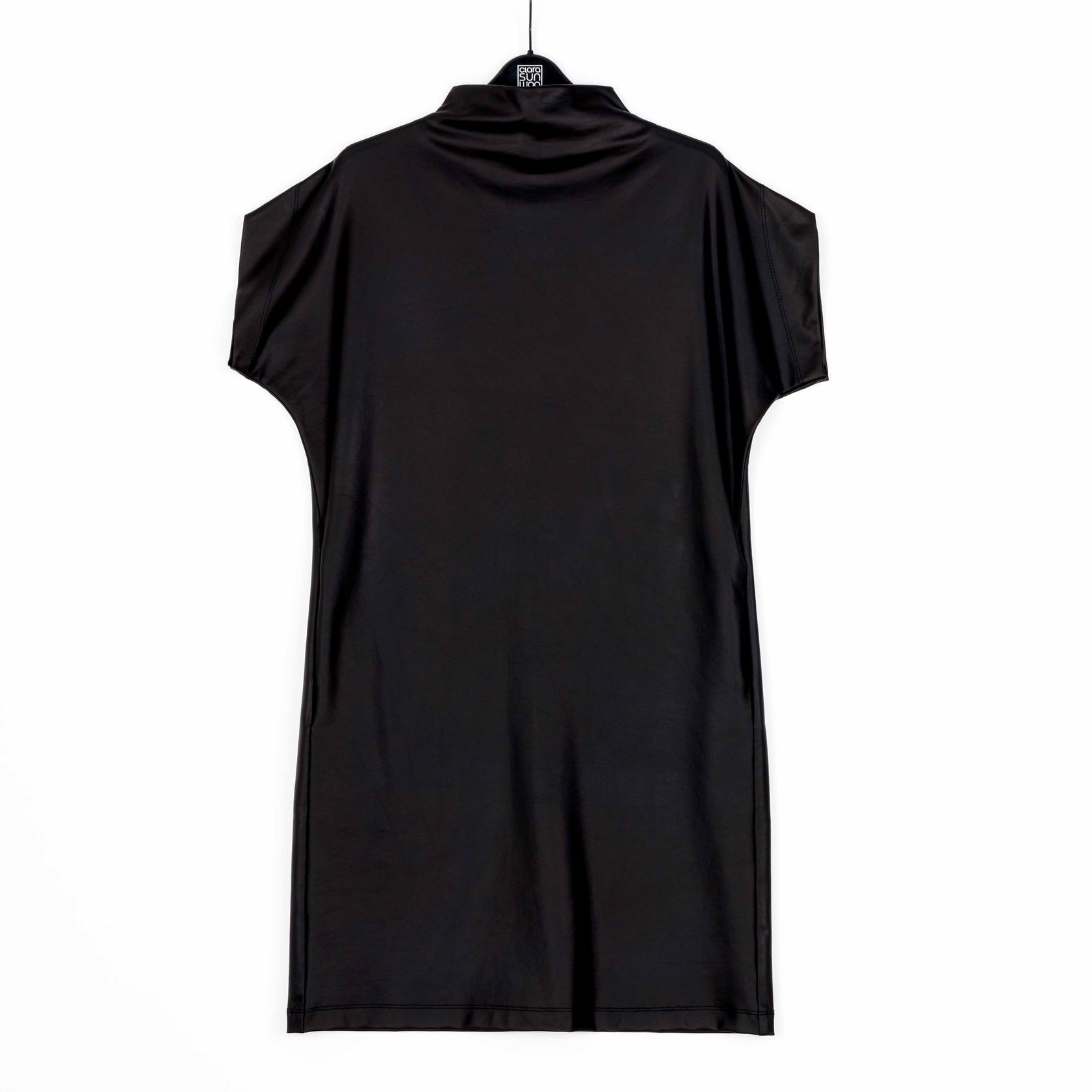 Liquid Leather High Neck Tunic Pocket Dress