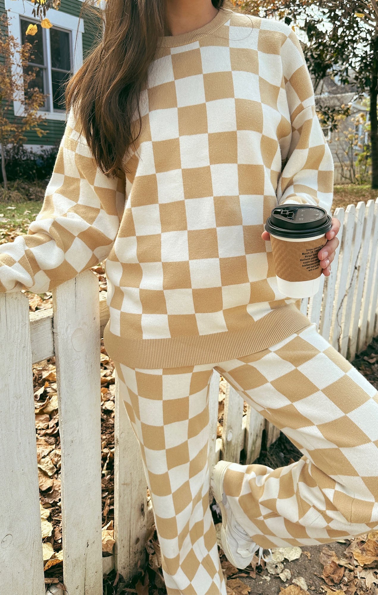 Scout Sweater in Tan Checker Knit