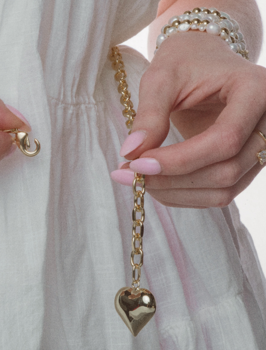 Poppy Puffy Heart Necklace: One Size