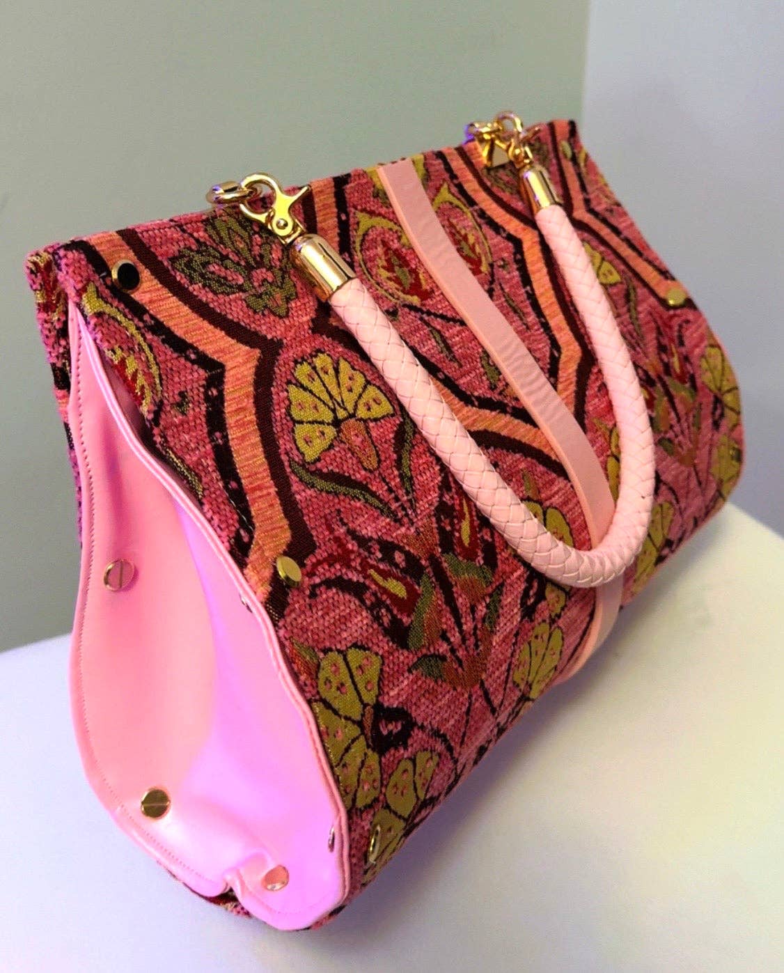Pink Carnation Chenille Clutch