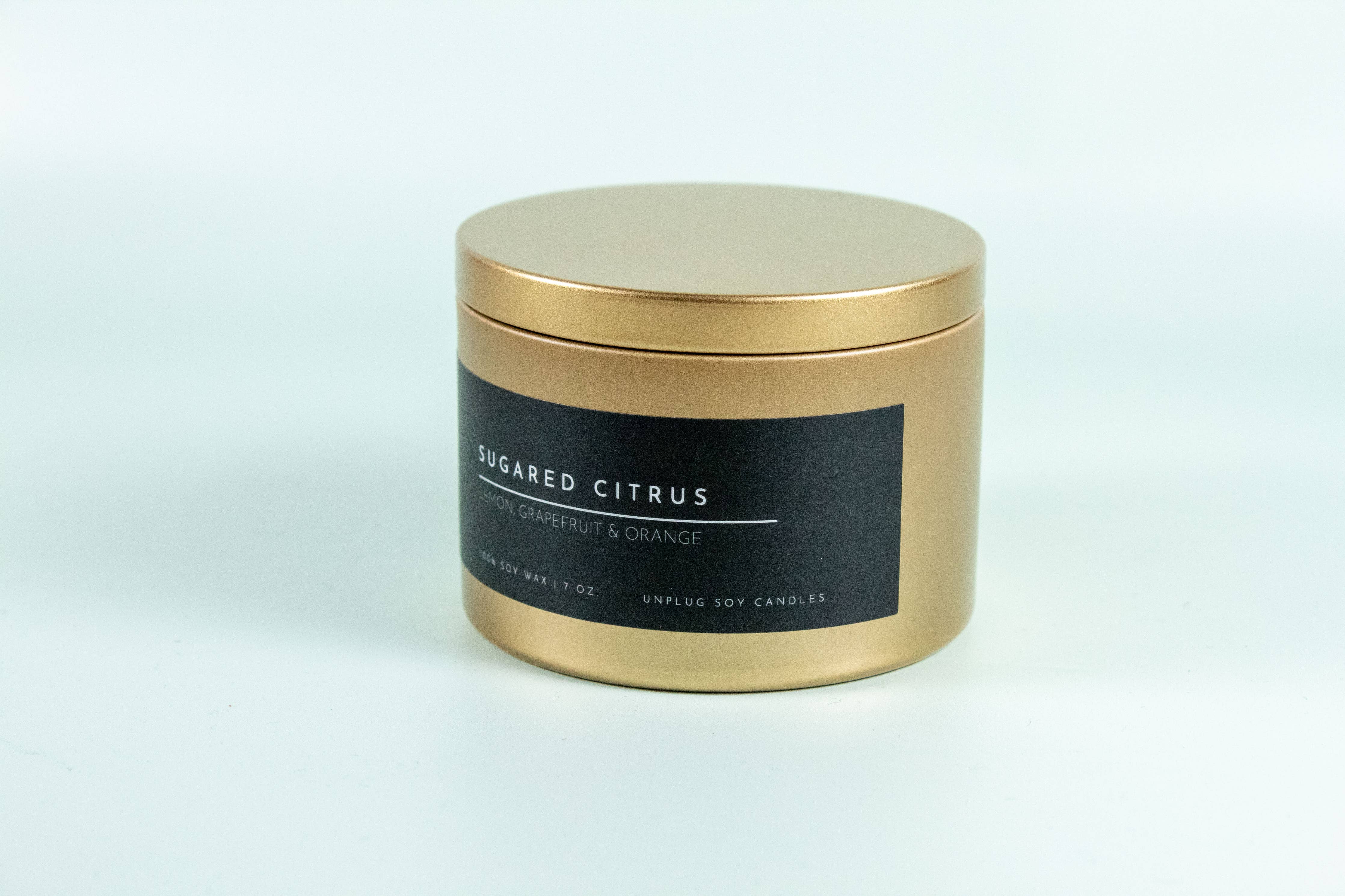 Matte Gold Travel Tin Soy Candle: Exotic Cardamom