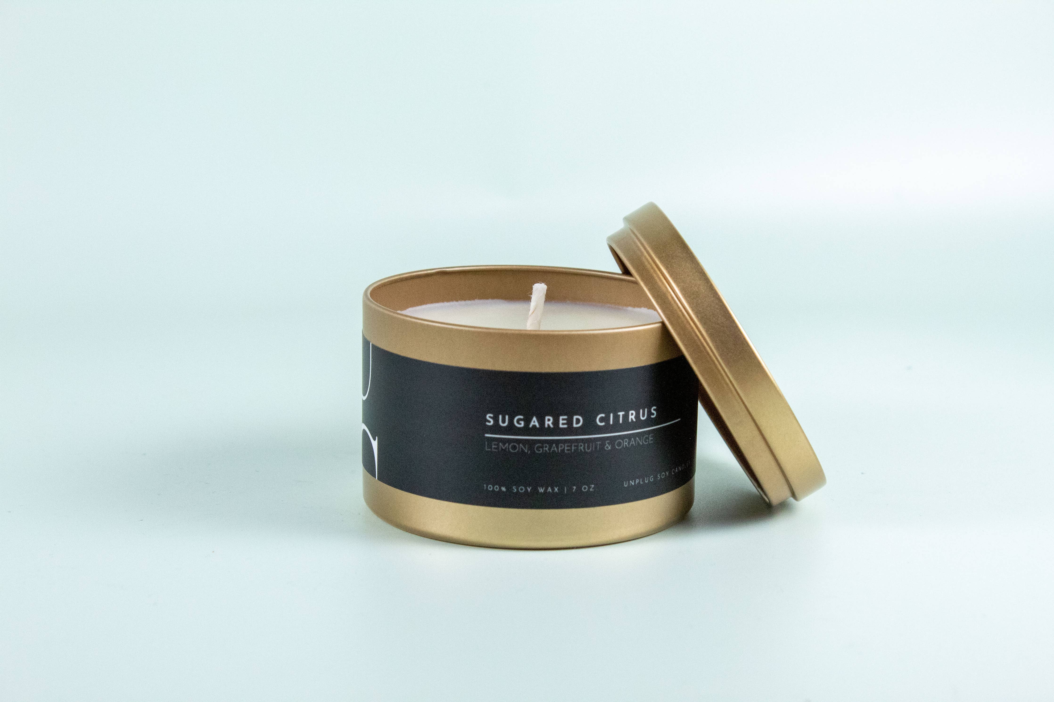 Matte Gold Travel Tin Soy Candle: Exotic Cardamom