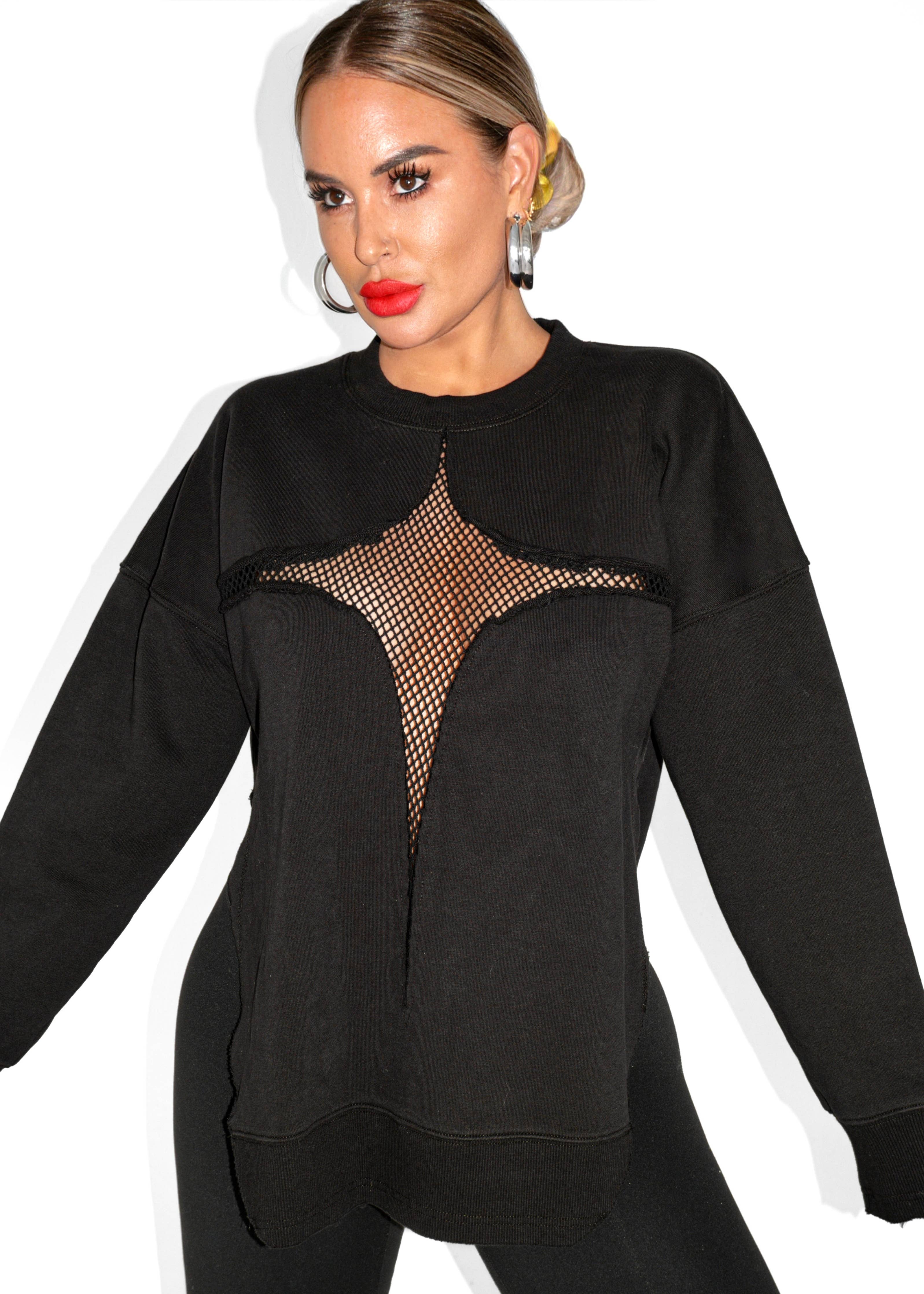 Mesh Feel Good Side Slit Sweatshirt