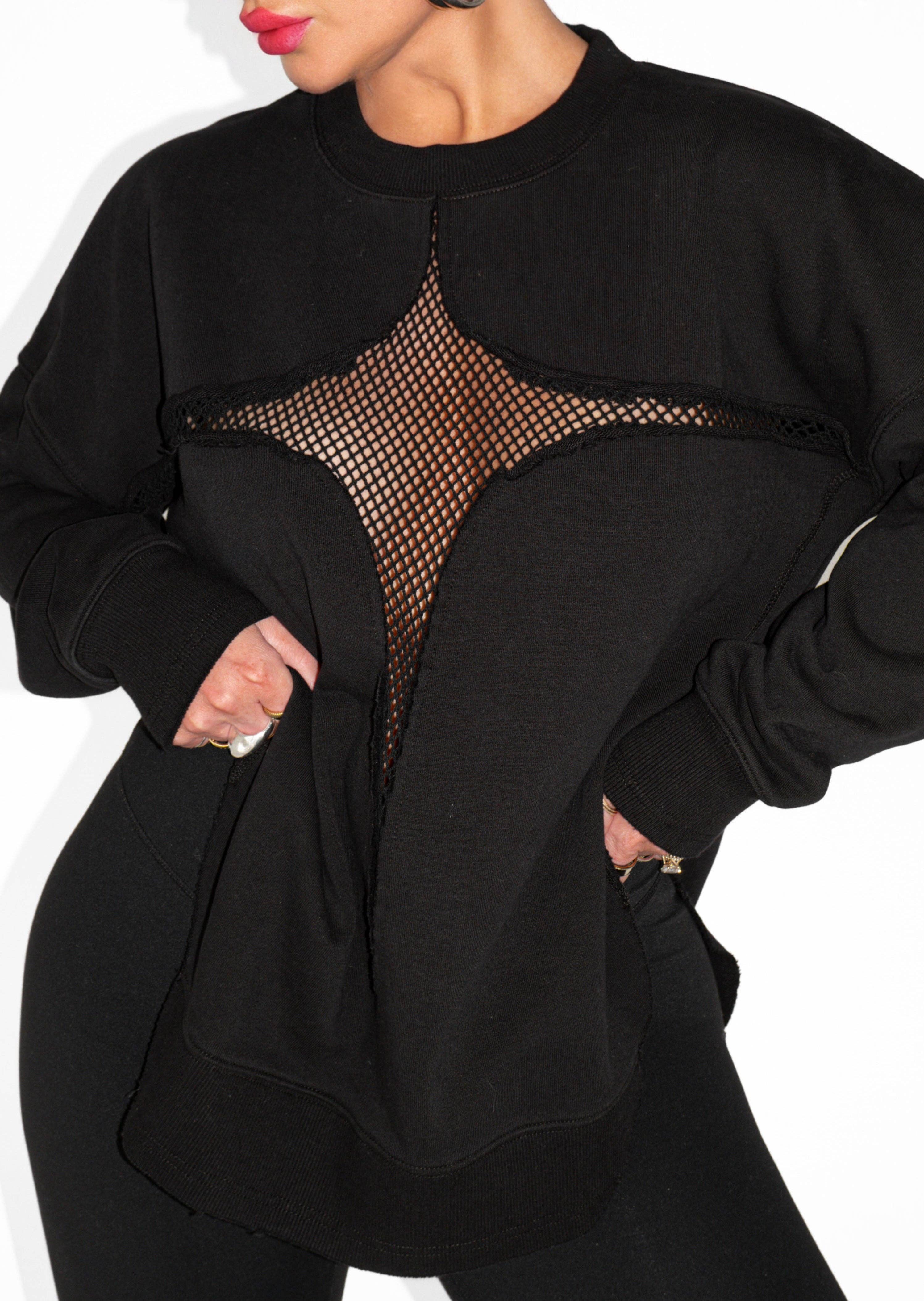 Mesh Feel Good Side Slit Sweatshirt