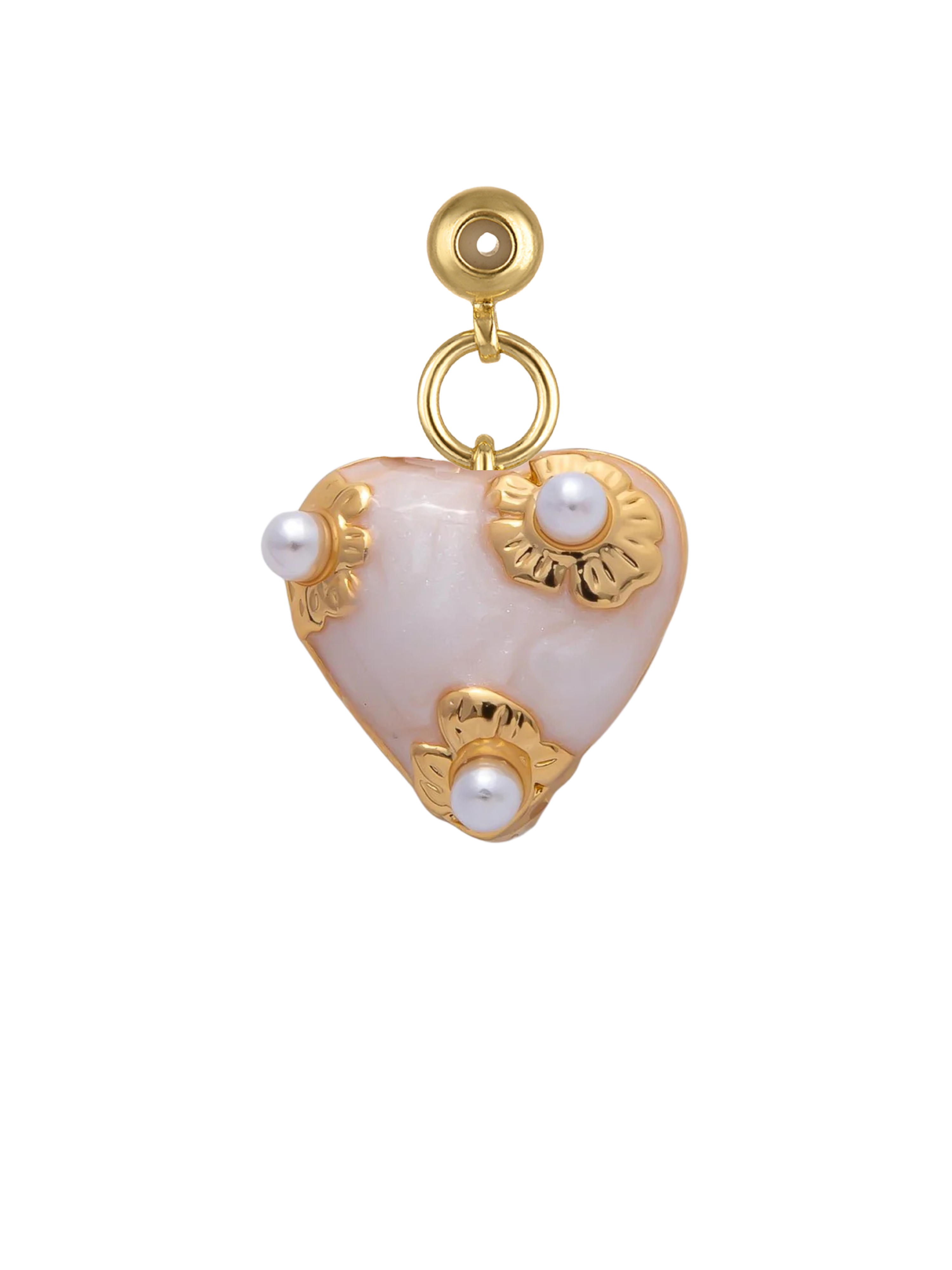WHITE PEARL HEART GRIP CHARM: One Size