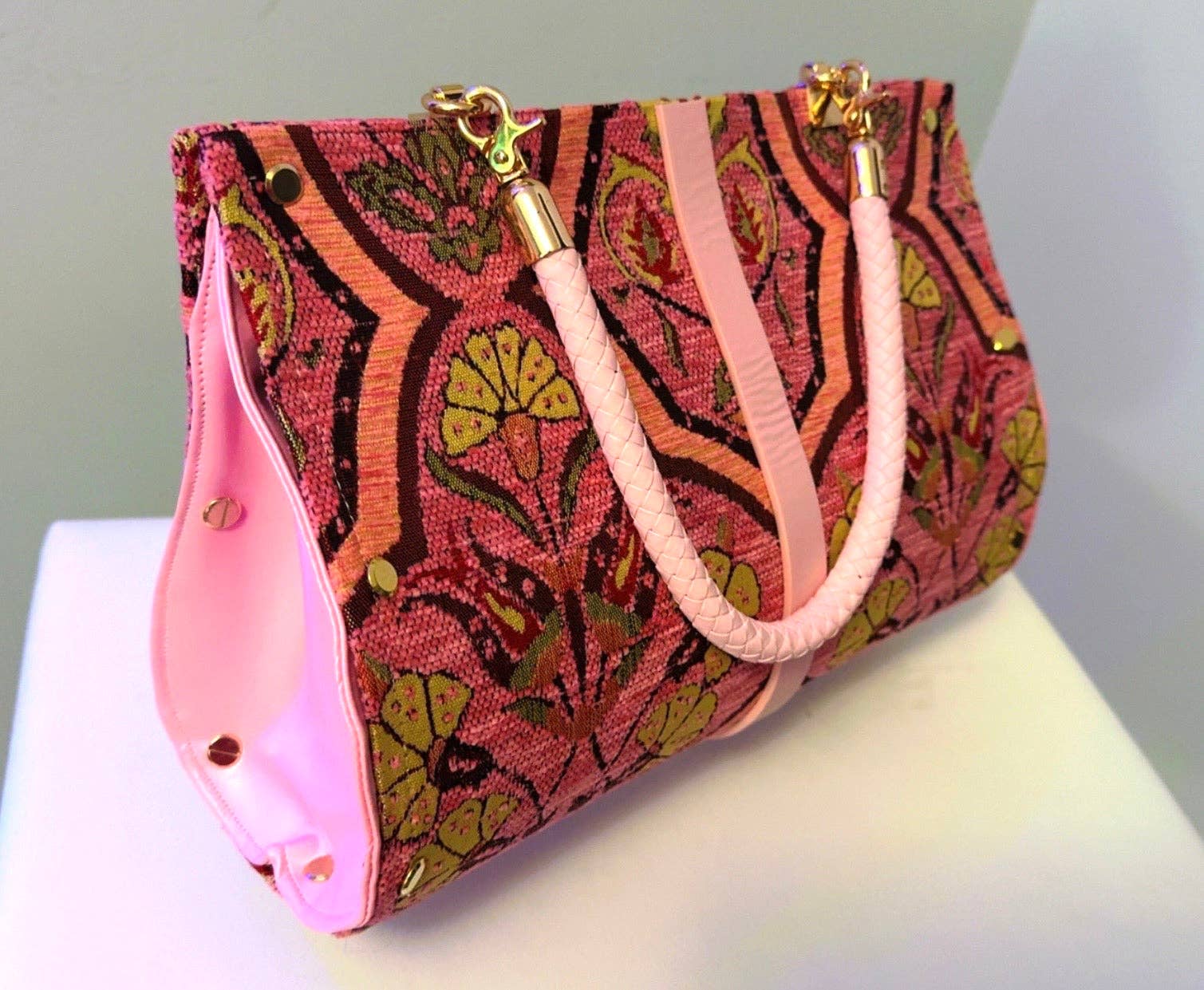 Pink Carnation Chenille Clutch