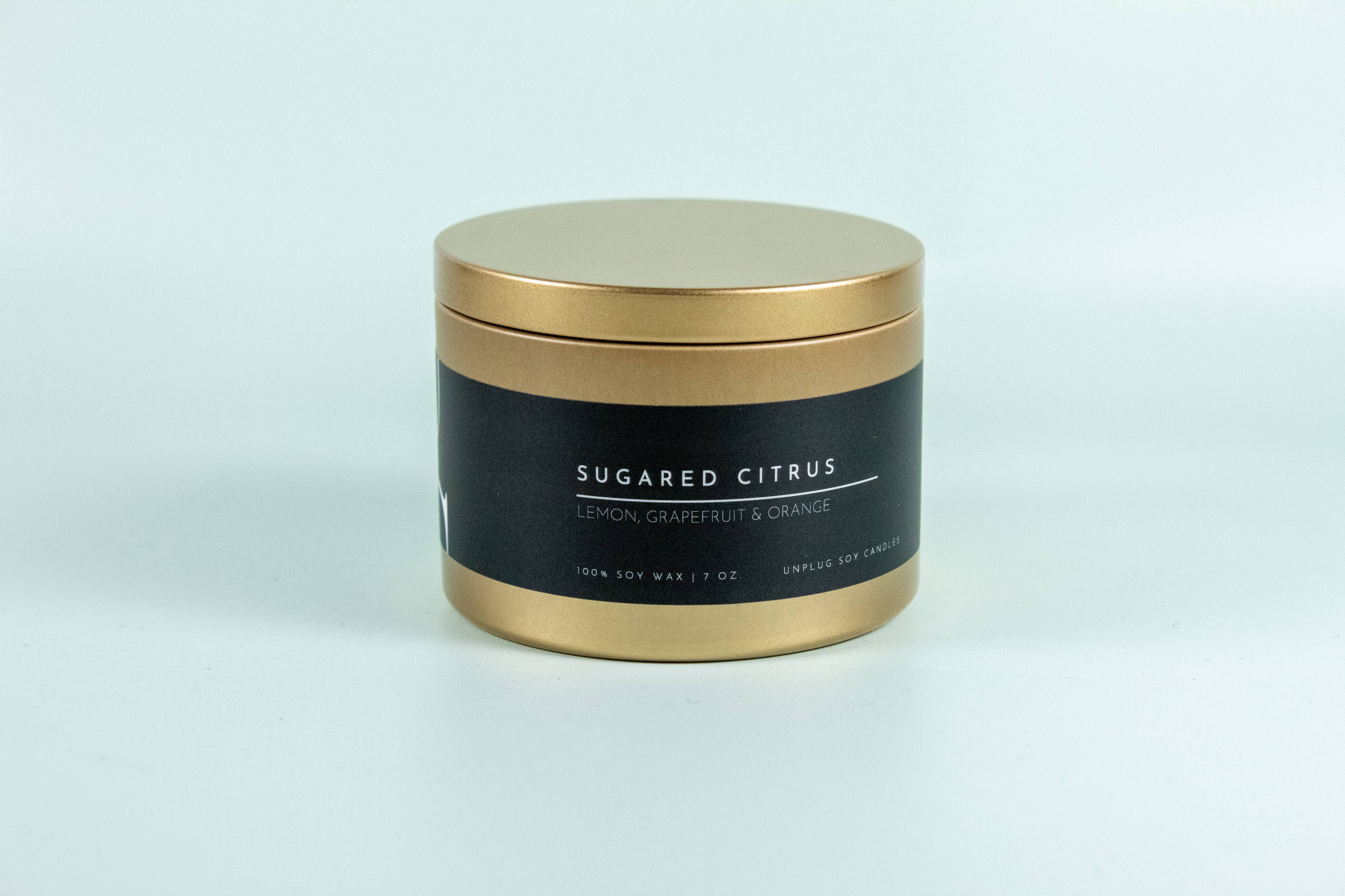 Matte Gold Travel Tin Soy Candle: Exotic Cardamom