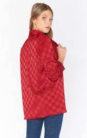 Red Checkerboard Satin Blazer