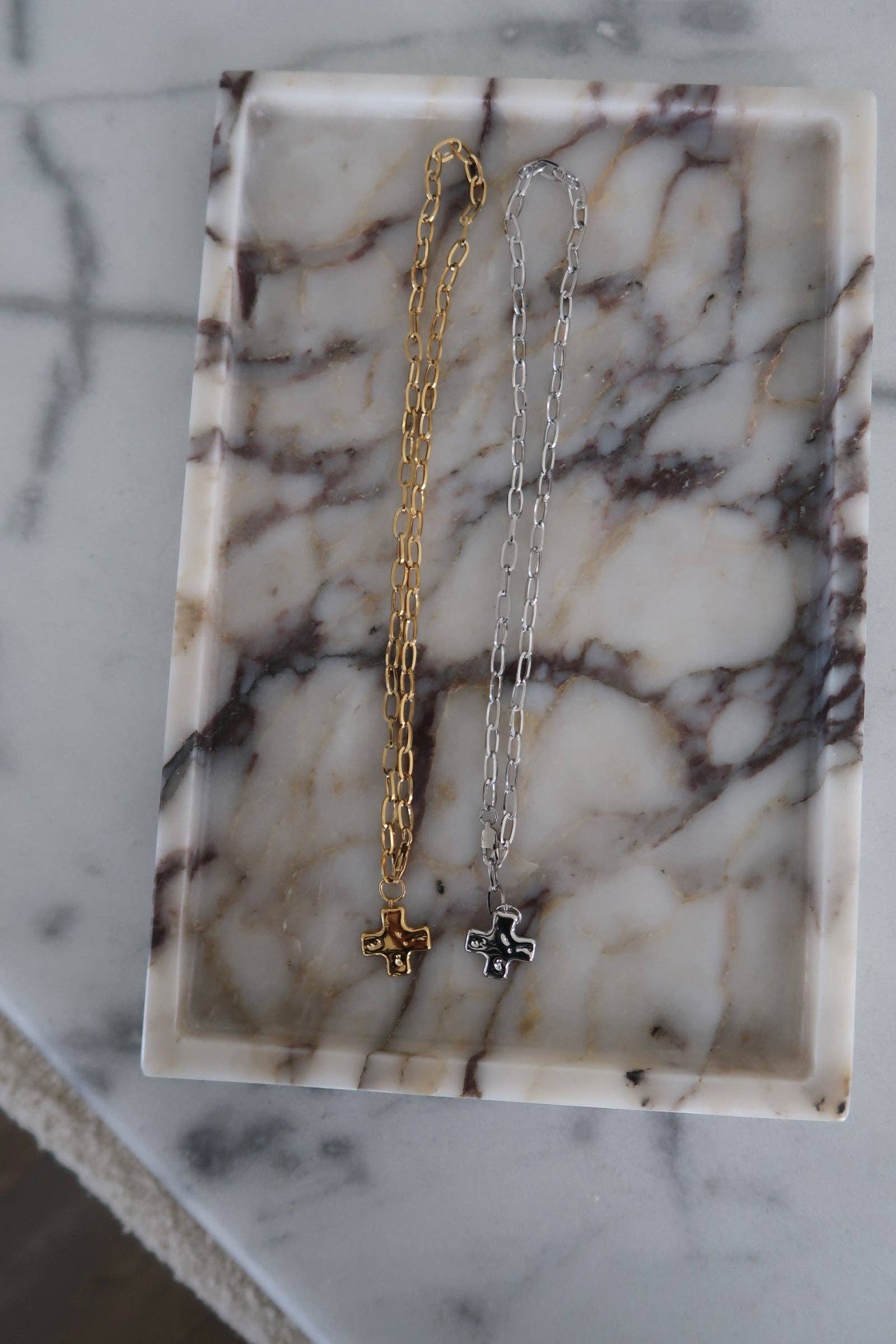 Paperclip Cross Necklace: Gold