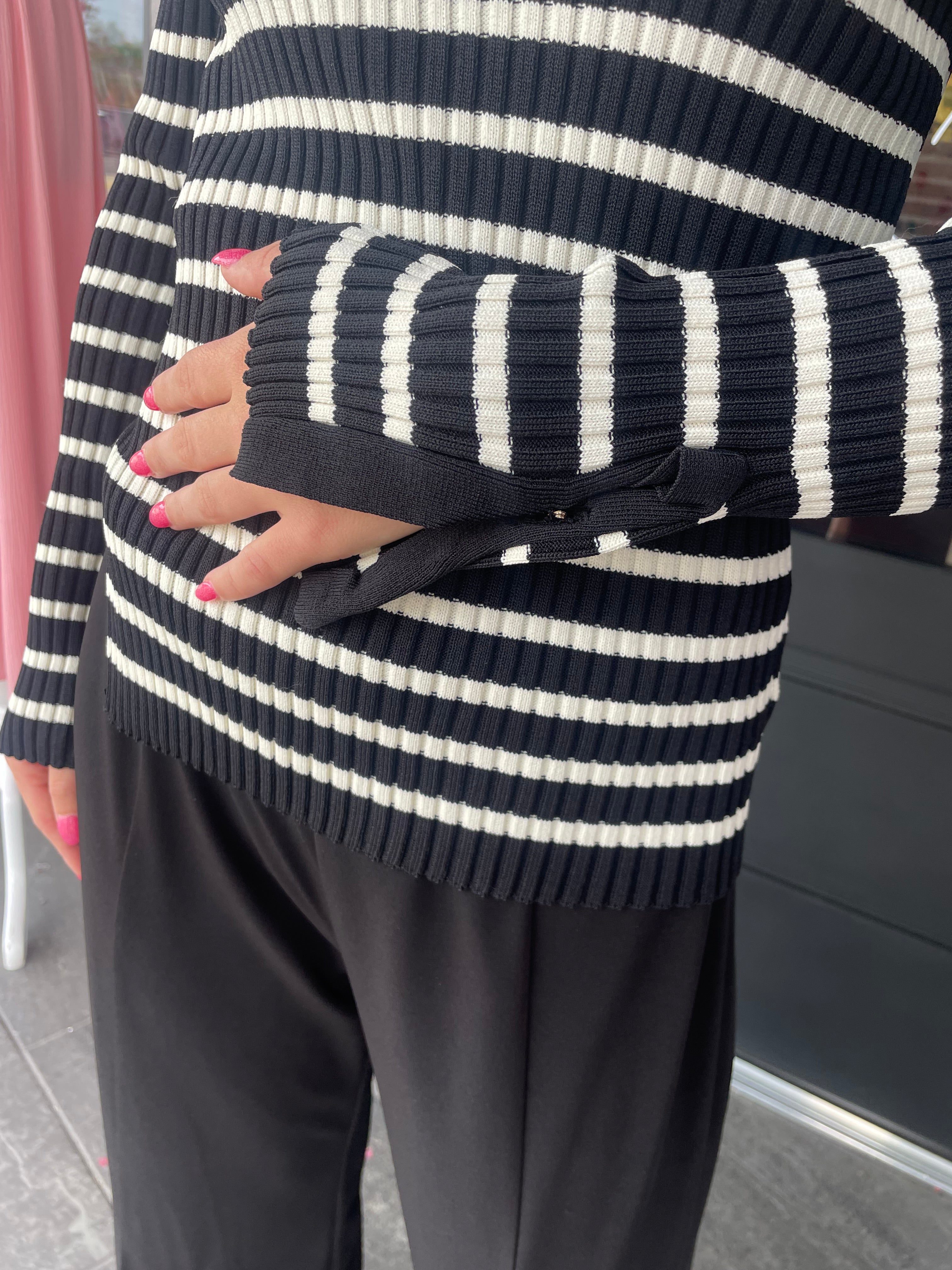 FINAL SALE Black and White Stripe Sweater
