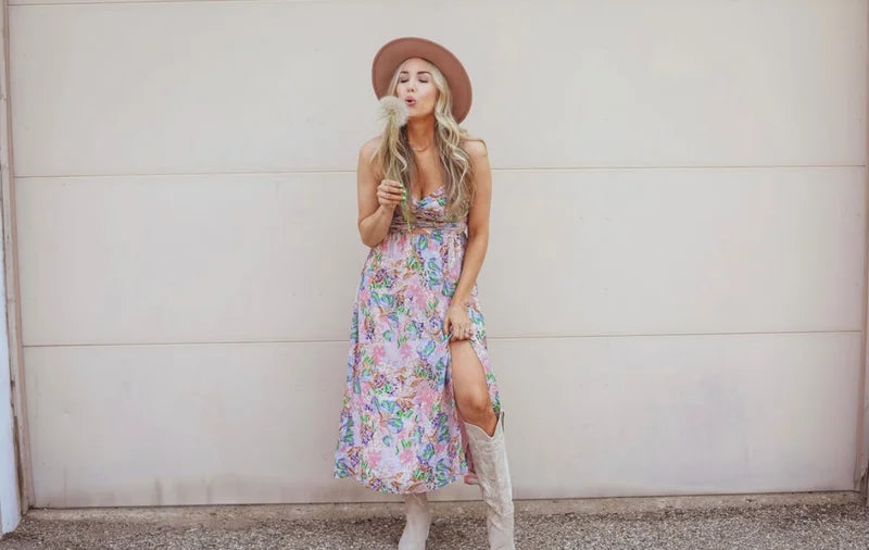 Pink Floral Maxi Dress