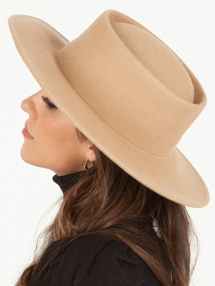 Tan Wool Boater Hat