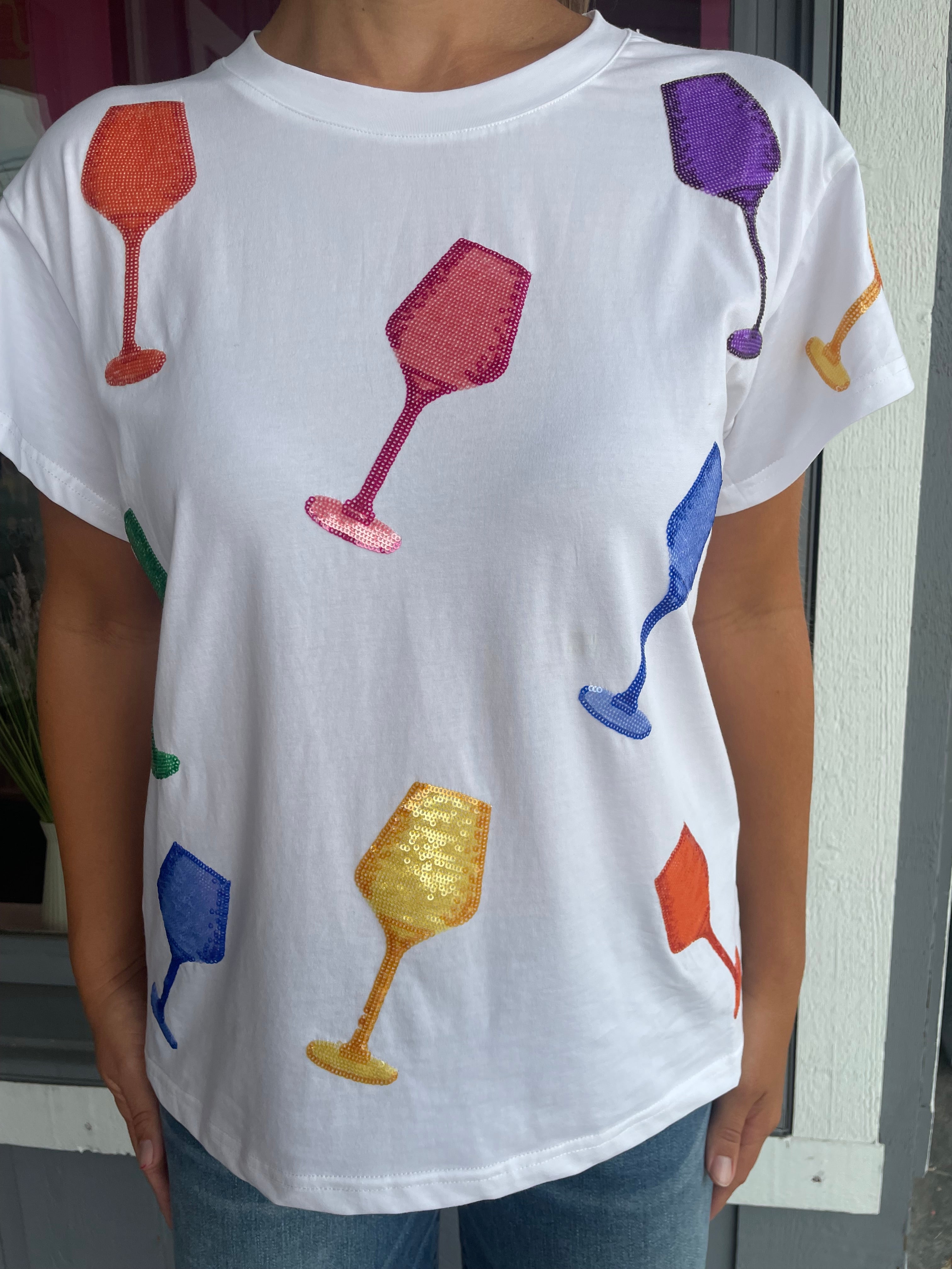 White Multi Wine Glass T-Shirt