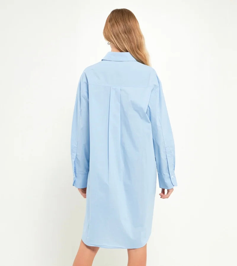 Blue Collared Shirt Dress