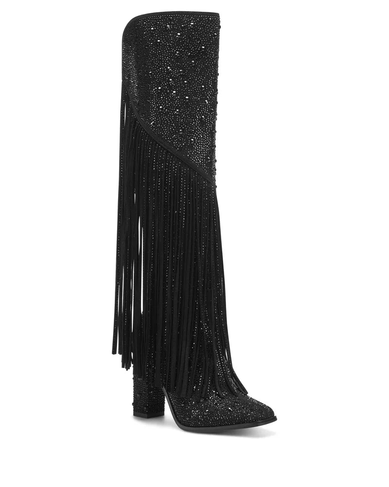 Black Asire Fringe Tall Boot - Final Sale