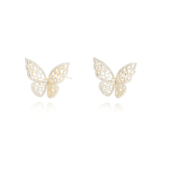 Melanie Butterfly Gold with Pink Stones Earrings