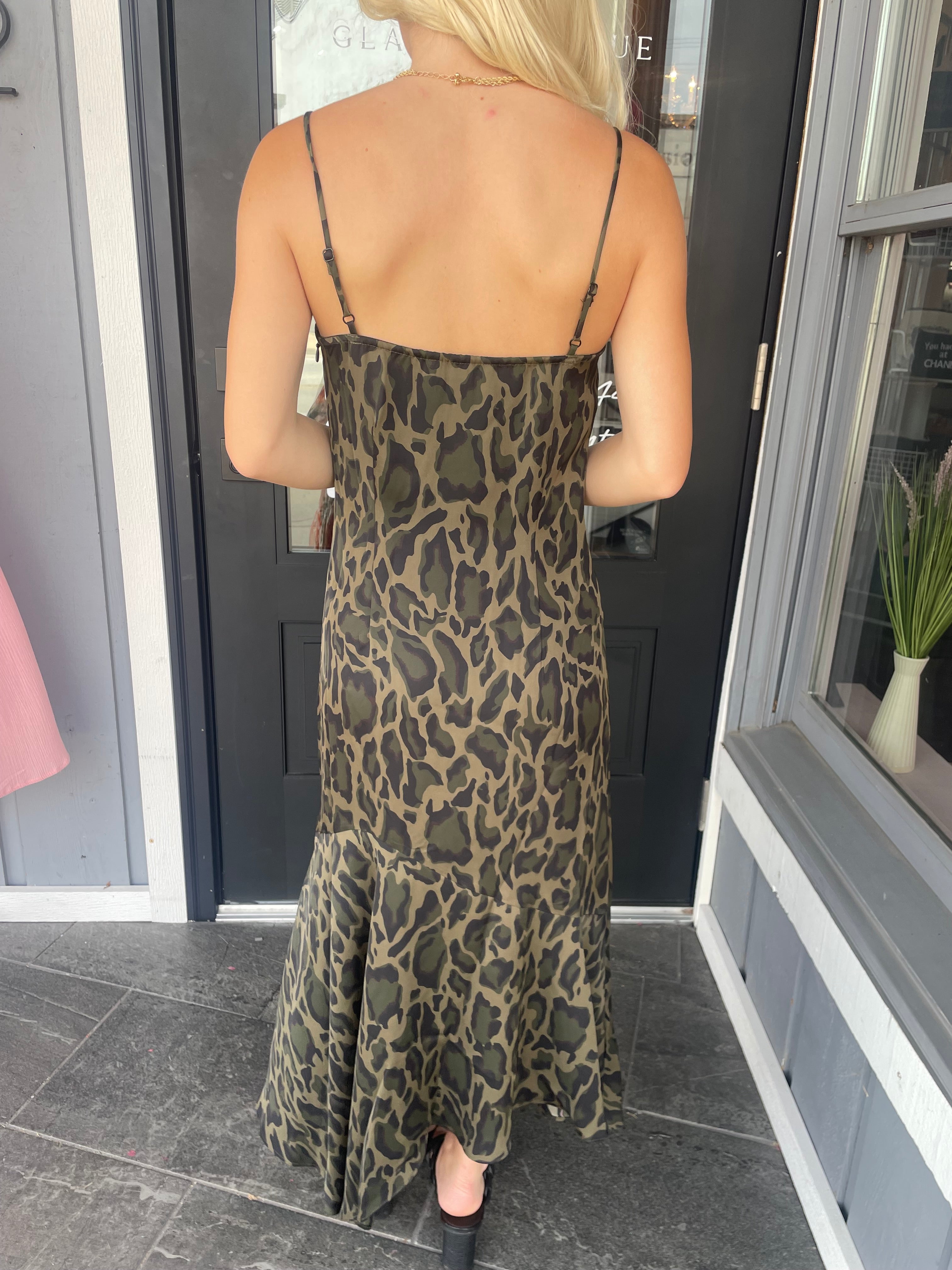 Army Green Leopard Dress