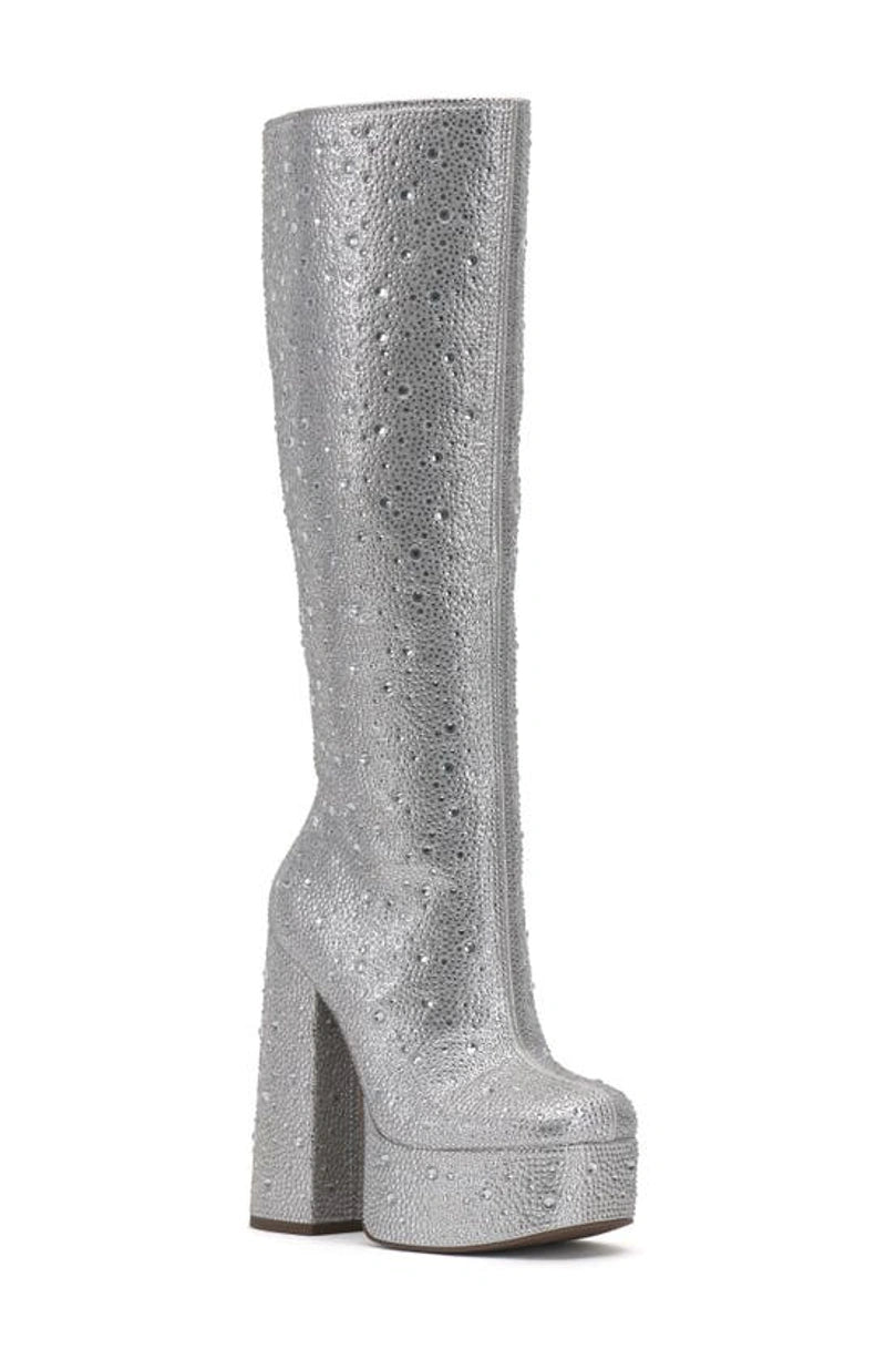 Silver Knee High Platform Boot - Final Sale