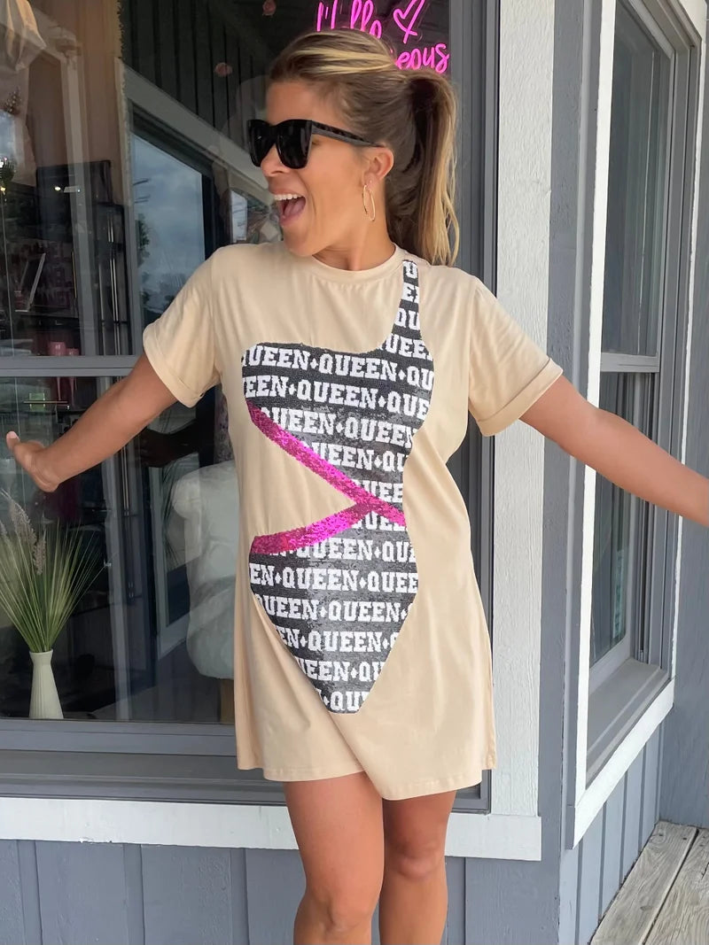 Beige Bathing Suit Cover Up T-Shirt Dress - Final Sale