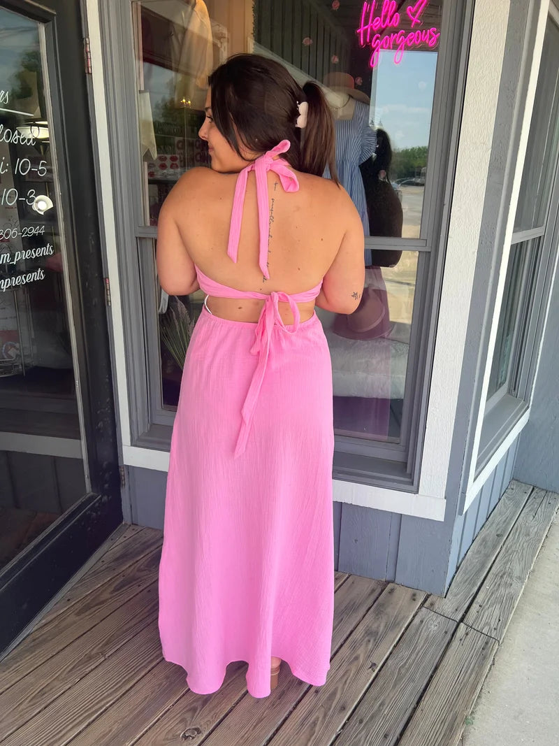 Pink Maxi Dress w/ Cutouts
