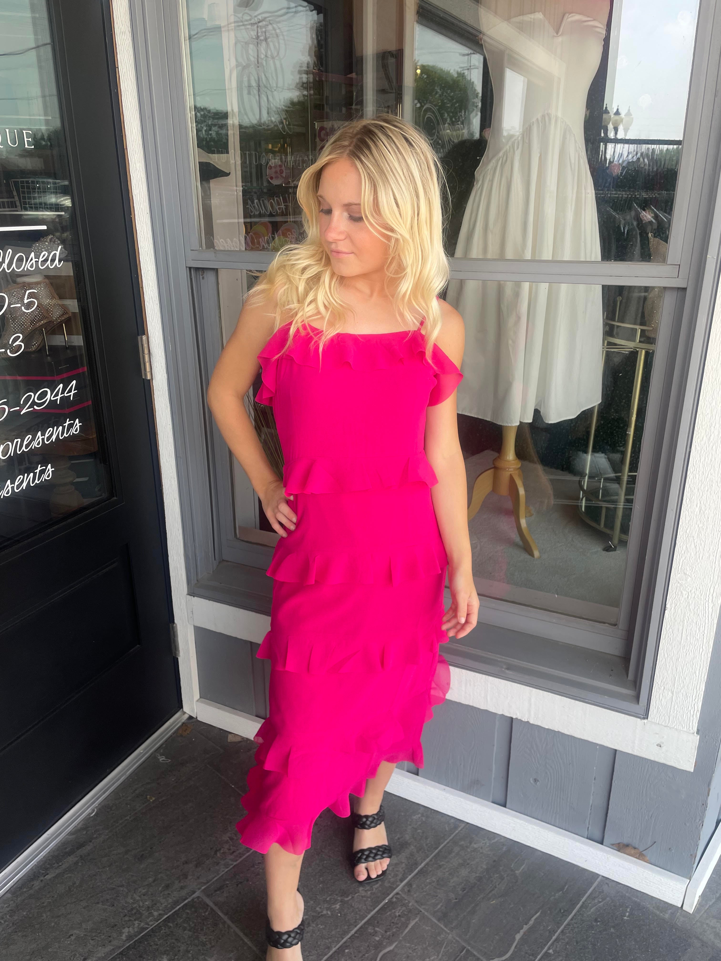 Hot Pink Ruffle Dress