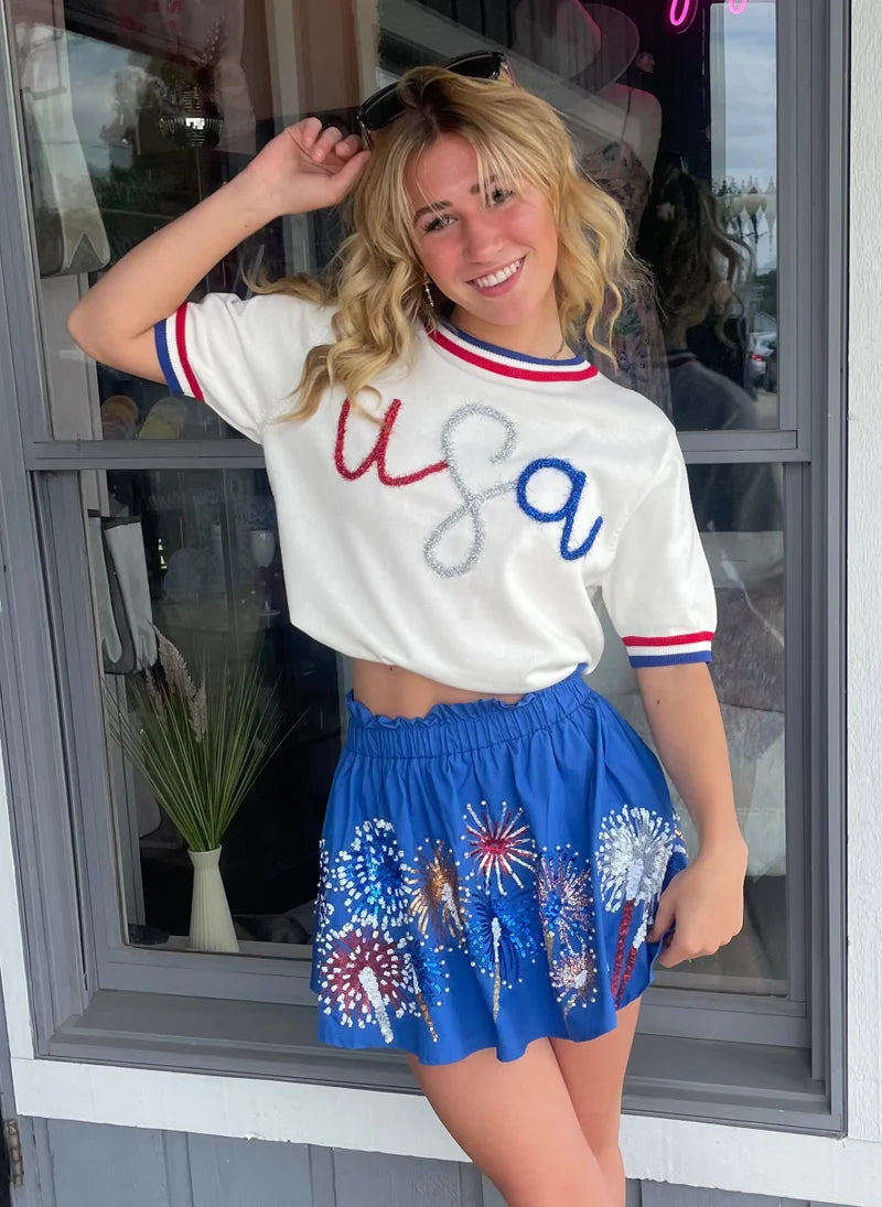 Blue Firework Skort