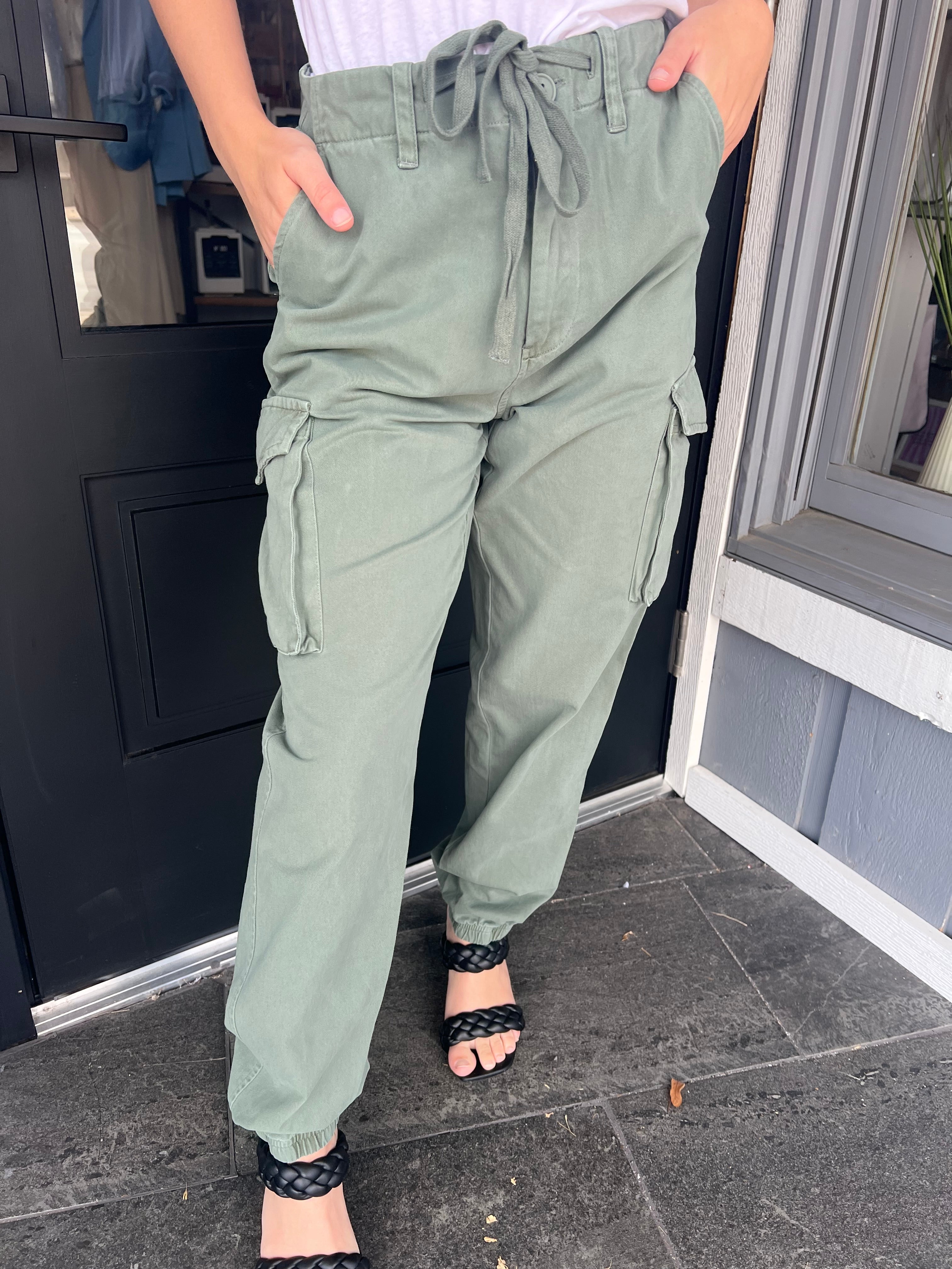 Army Green Twill Cargo Pant