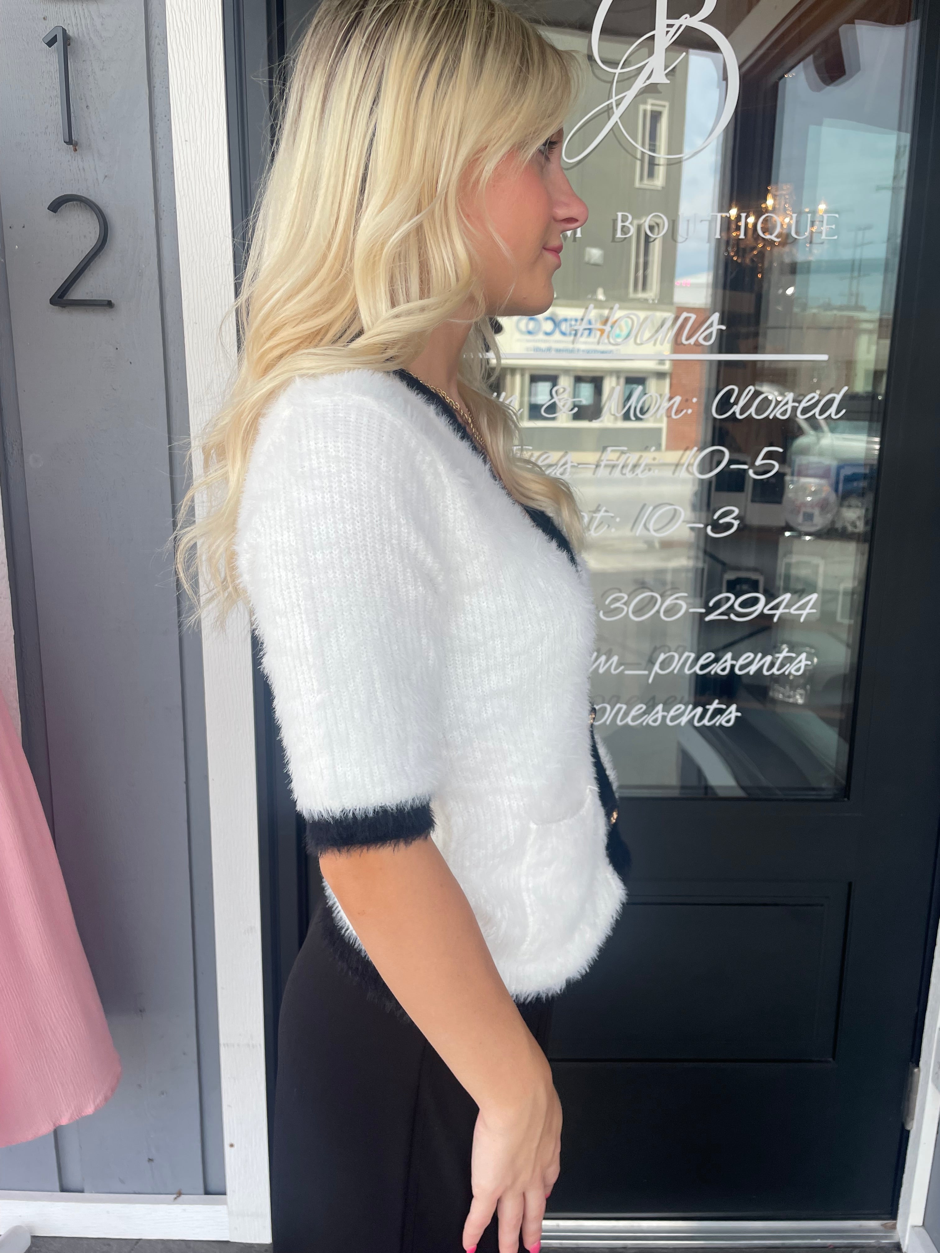 Ivory Short Sleeve Sweater Cardigan