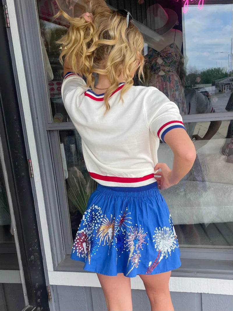 Blue Firework Skort