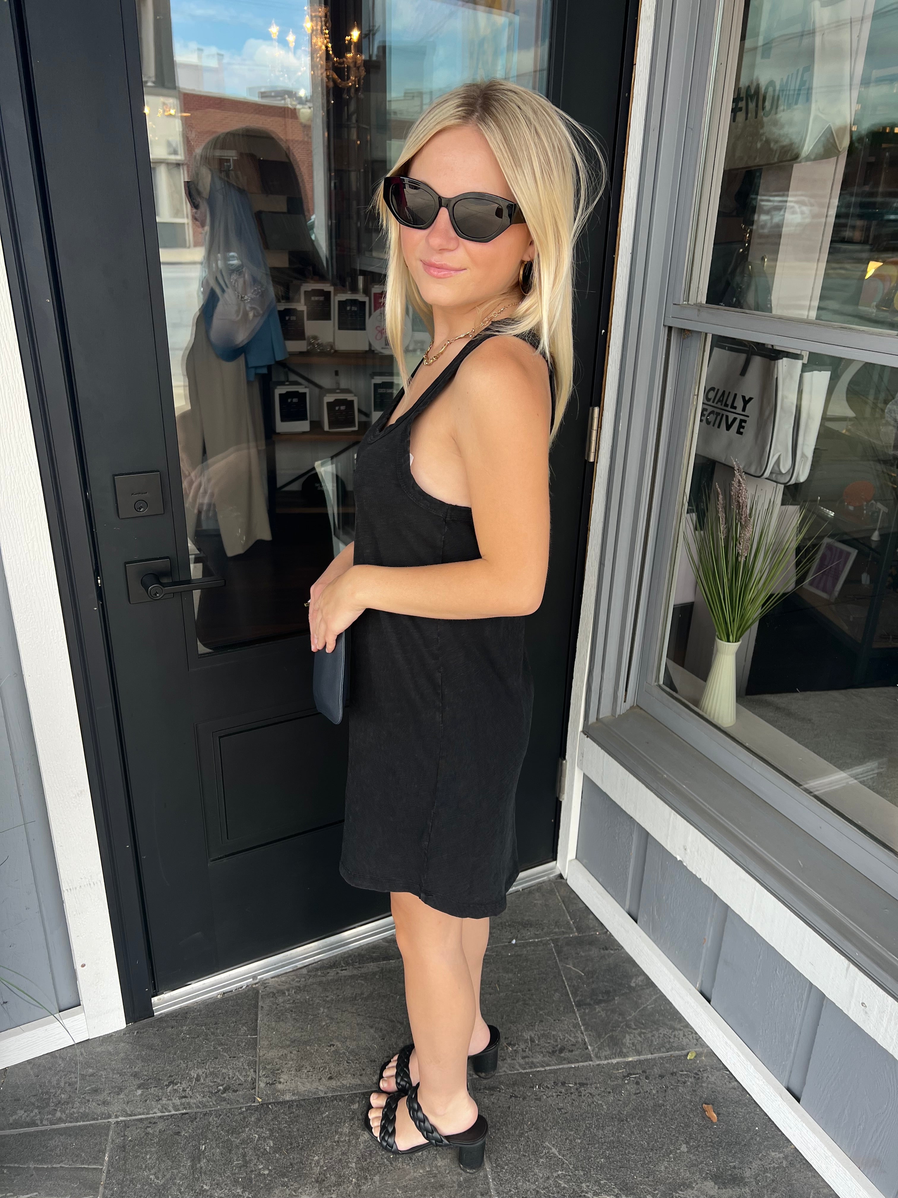 Easy Going Black Tank Mini Dress