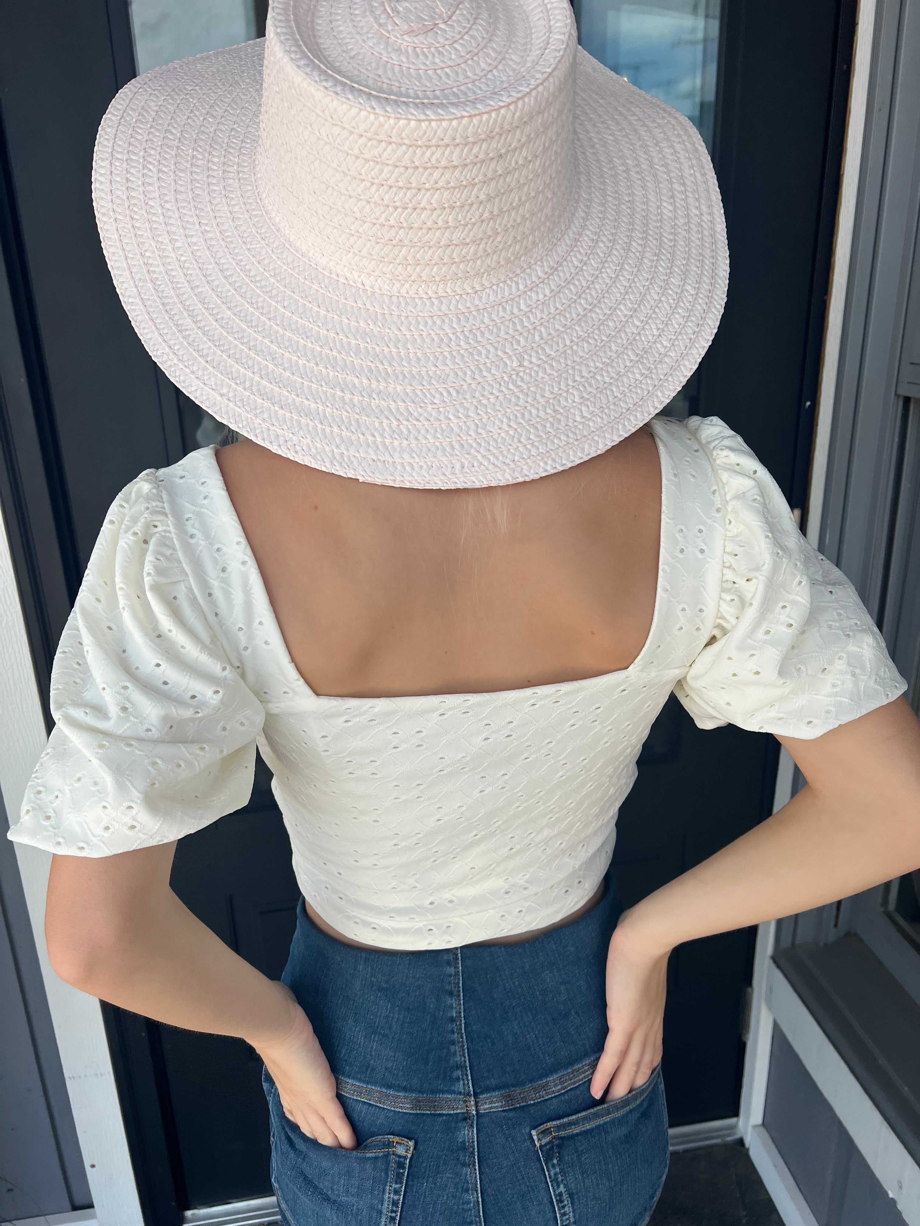White Puff Sleeve Knit Top
